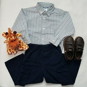 Boys Matching Set of Dress Shirt & Cargo pants 3T